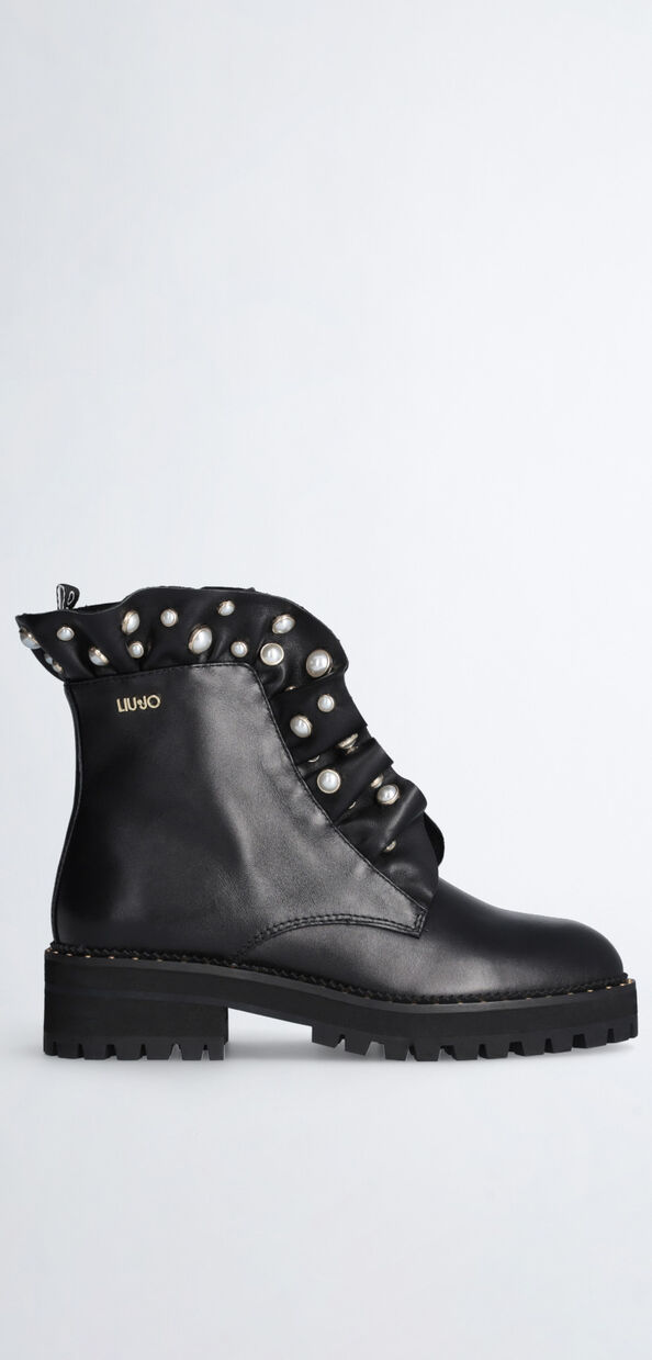 Liu Jo Anfibi in pelle con rouches gioiello